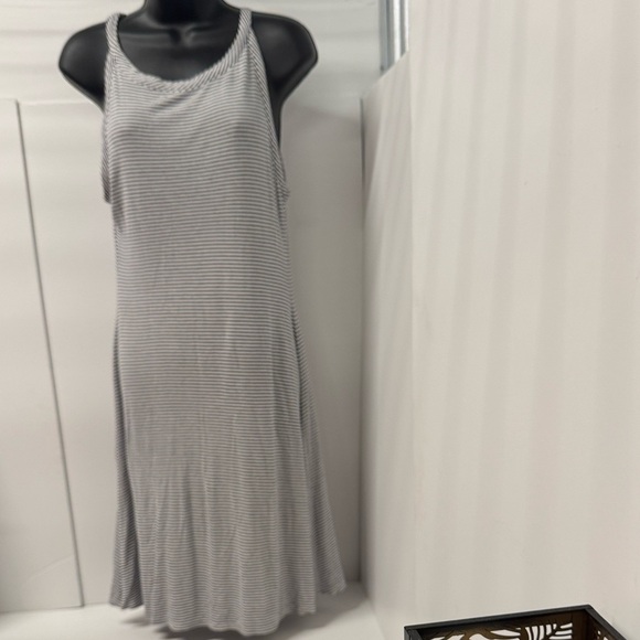 Monteau Gray Striped Maxi Dress Size L - Picture 3 of 5